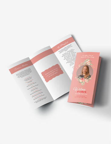 Pink Funeral Program Brochure