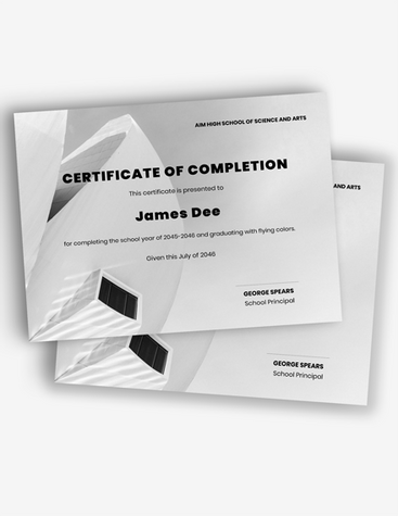 Gray Certificate of Completion