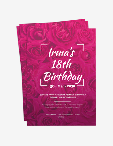 Rosy Birthday Party Flyer