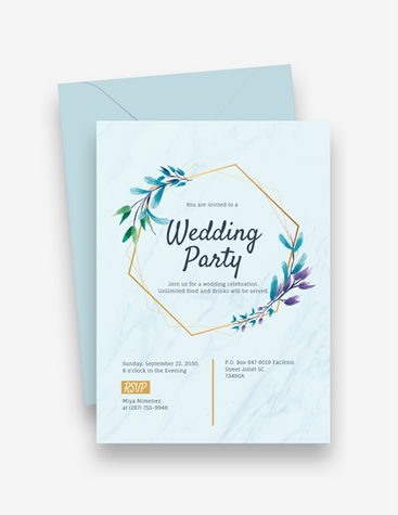 Blue Wedding Party Invite