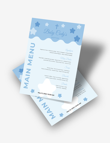 Baby Blue Baptism Menu