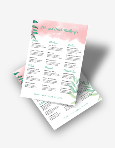 Natural Wedding Reception Menu