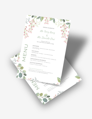 Floral Reception Menu