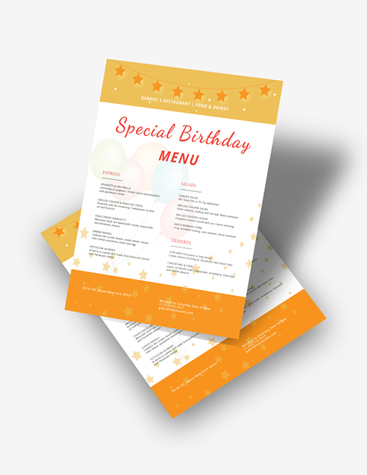 Child’s Birthday Party Menu