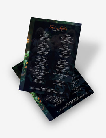 Black Garden Wedding Menu