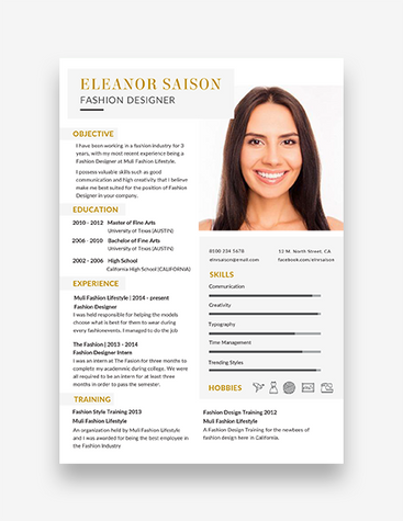 Simple Fashion Designer Resume