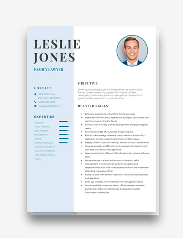 Family Lawyer Resume Sample