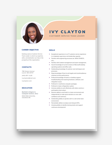 Customer Service Team Leader Resume