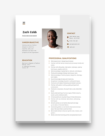 Sauve Fashion Designer Resume