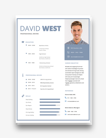 Soothing Blue Driver Resume