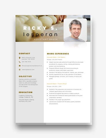 Modern Assistant Baker Resume