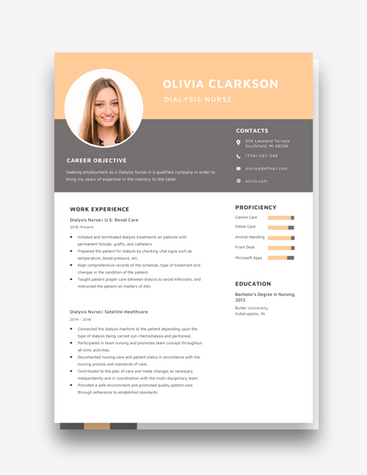 Peach Dialysis Nurse Resume