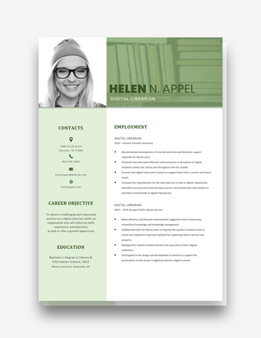 Green Digital Librarian Resume