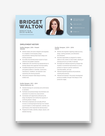 Blue Drafter Designer Resume