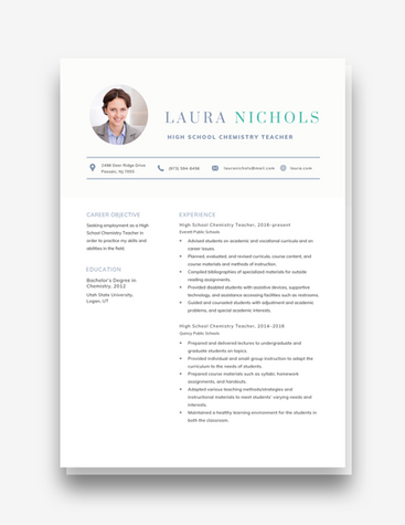 Modern Chem Teacher Resume