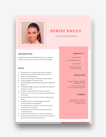 Customer Management Resume