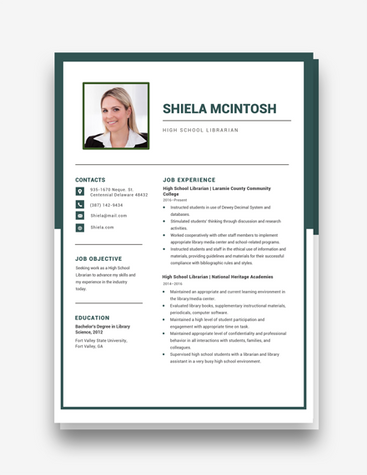 High School Librarian Resume