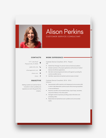 Red Customer Service Resume