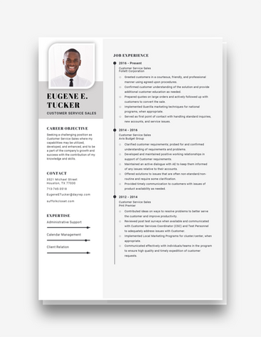 Gray Customer Service Resume