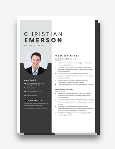 Sleek Crisis Worker Resume