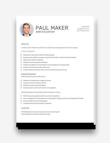 Neat Bank Accountant Resume