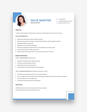 Modern Bank Accountant Resume