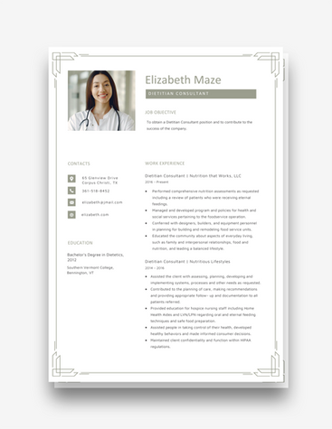 White Dietitian Consultant CV