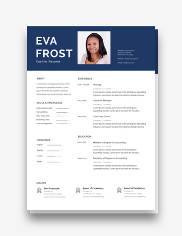 Simplistic Modern Cashier CV