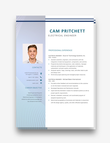 Blue Electrical Engineer Resume