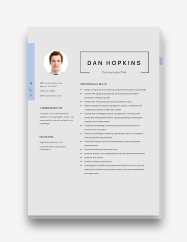 Grey Documentation Clerk CV