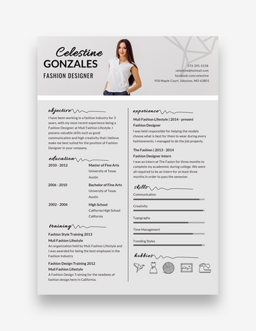 Classy Fashion Designer Resume