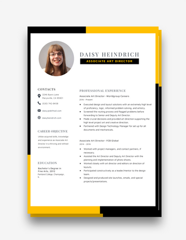 Associate Art Director Resume