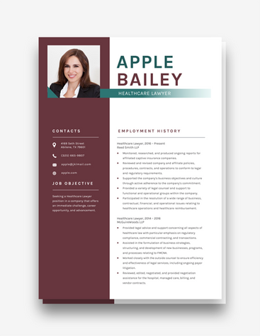 Clean Healthcare Lawyer Resume