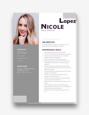 Modern Field Services Manager Resume