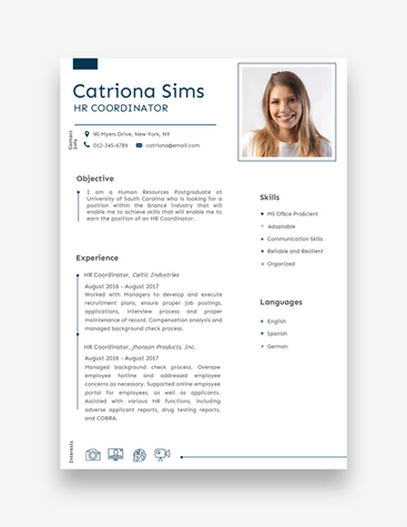 Modern HR Coordinator Resume