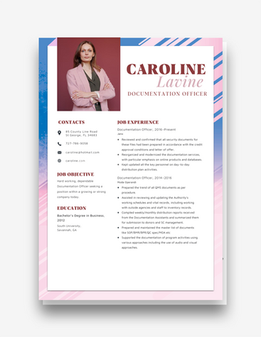 Colorful Documentation Officer Resume