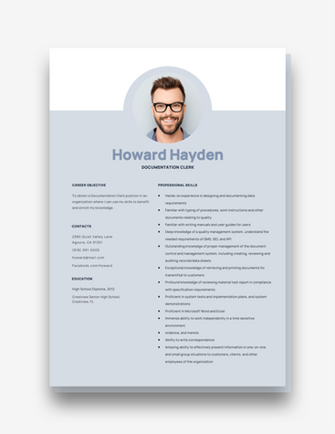 Modern Doc Clerk Resume