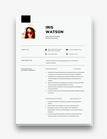 Plain Advertising Specialist Resume